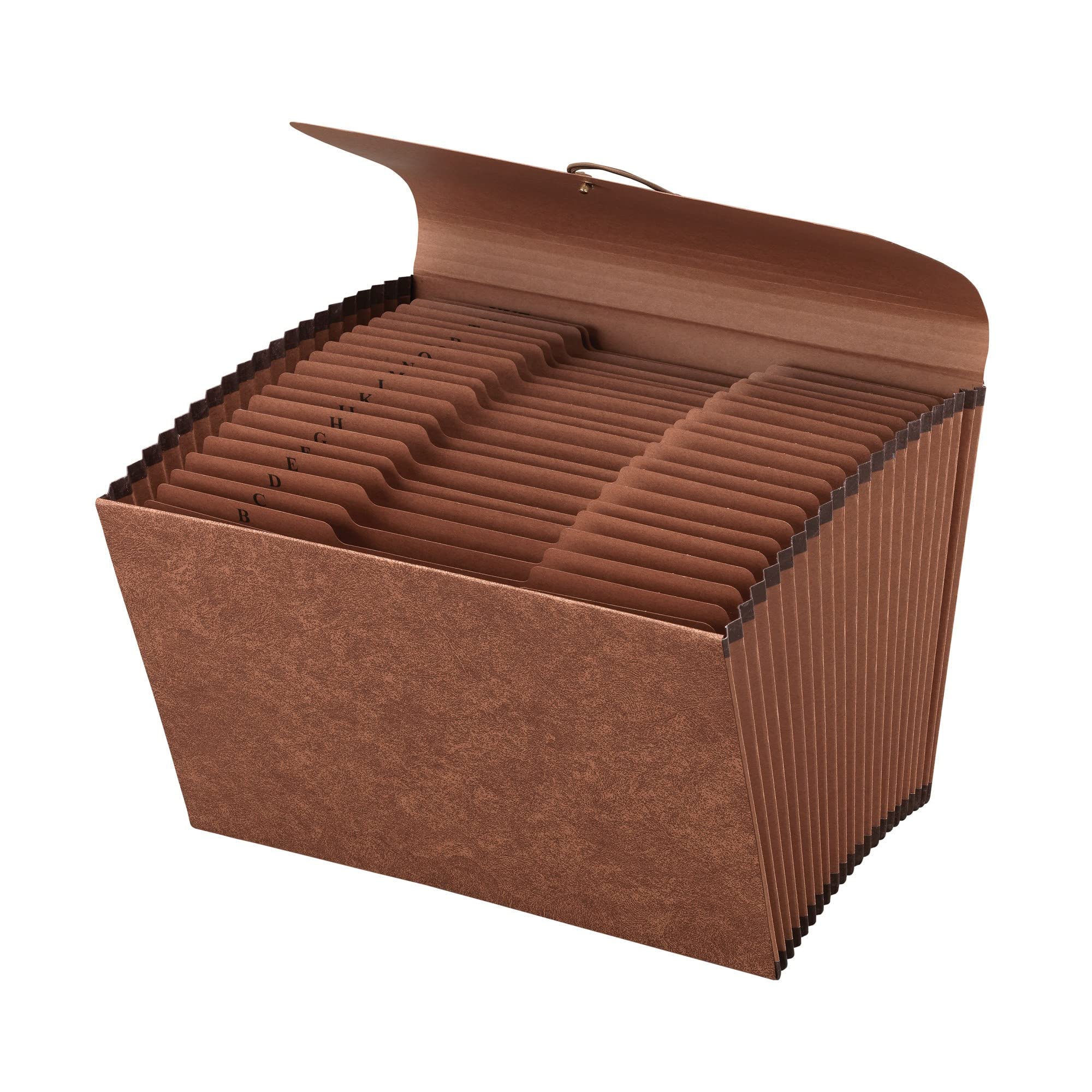 Office Depot Brand Faux Leather Expanding File, A-Z, 21 Pockets, Legal Size, Brown