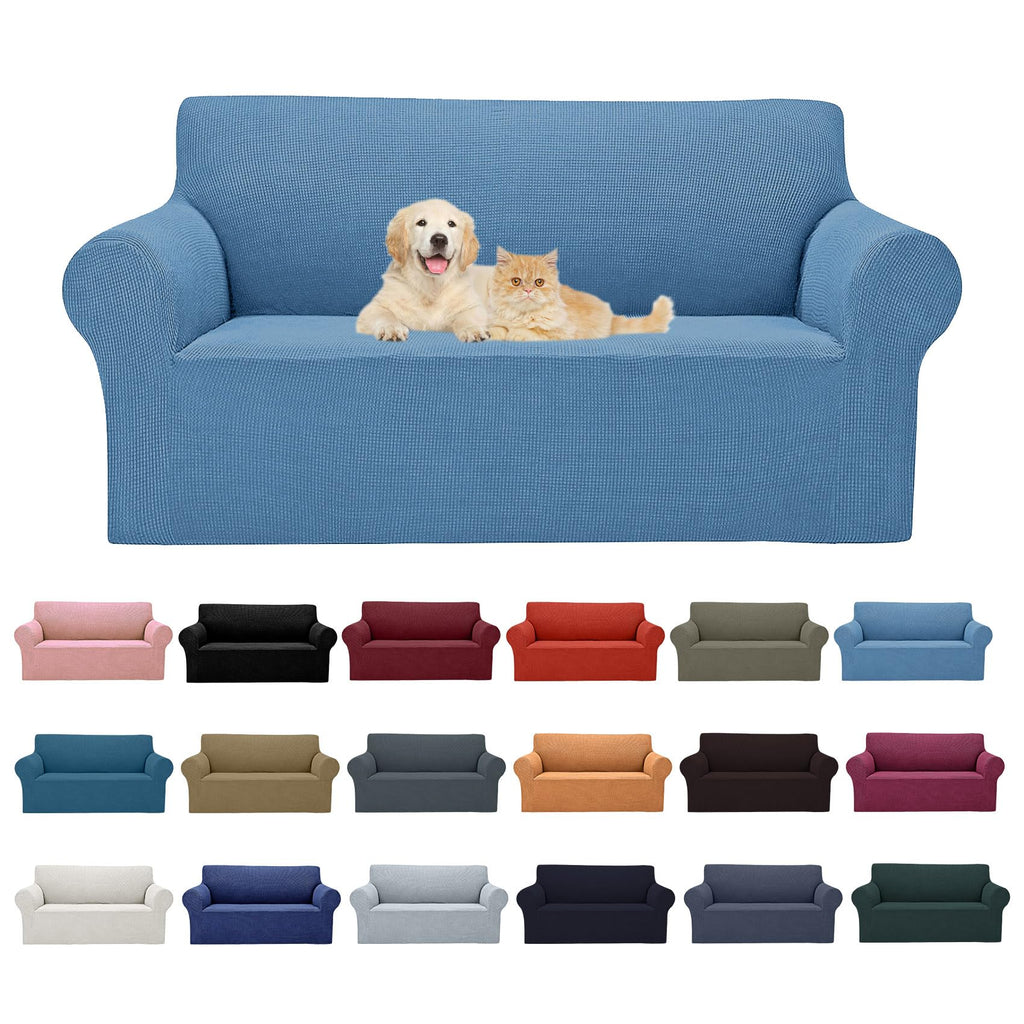 2025 New Stretch Loveseat Sofa Slipcovers Couch Cover For 2 Cushion Furniture Protector Sofa Covers With Elastic Bottom Jacquard Fabric Small Checks For Pets, Kids - Riverside