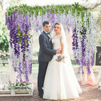 12 Pack Purple Flower Vines, Purple Wisteria Hanging Flowers, Fake Purple Wisteria, 3.77 Feet Purple Artificial Wisteria Flowers