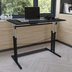 Flash Furniture Fairway Height Adjustable (27.25-35.75"H) Sit to Stand Home Office Desk - Black