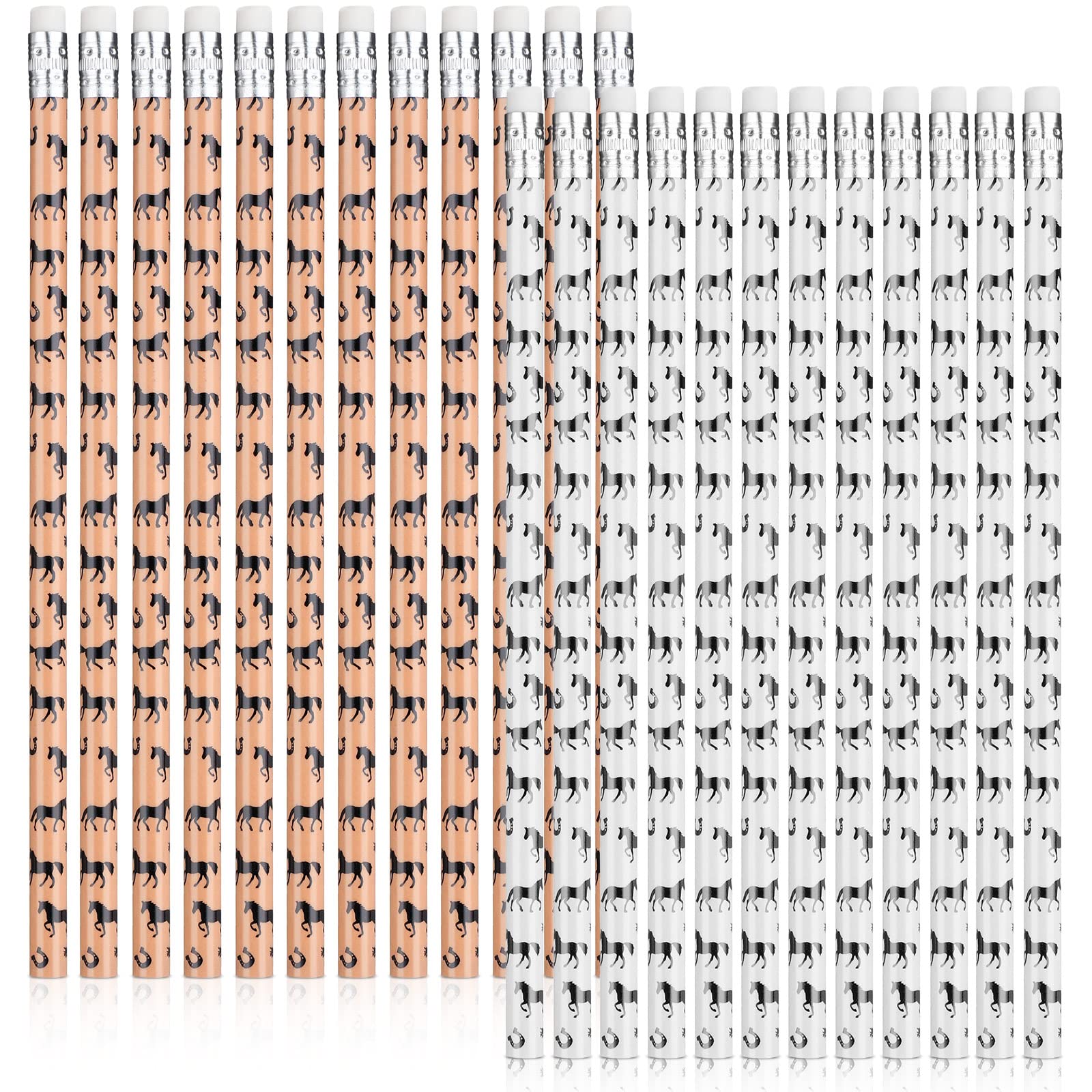 Gersoniel 24 Pieces Horse Pencils Kids Pencils With Erasers School Wood Pencil Novelty Pencils For Horse Racing Party Favors Tea