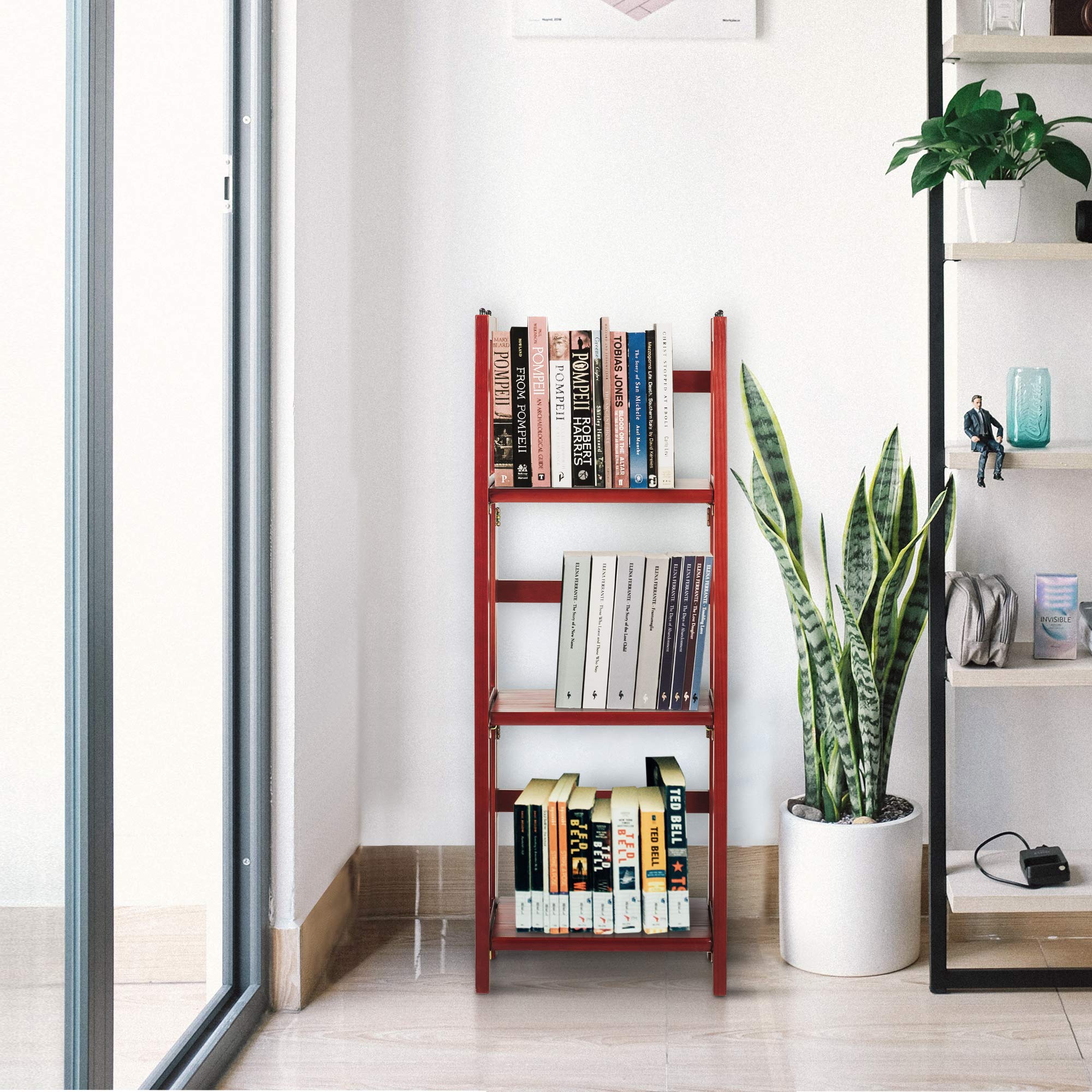 Casual Home 331-39 100% Solid Wood Folding Bookcase, 14" Wide, Mahogany