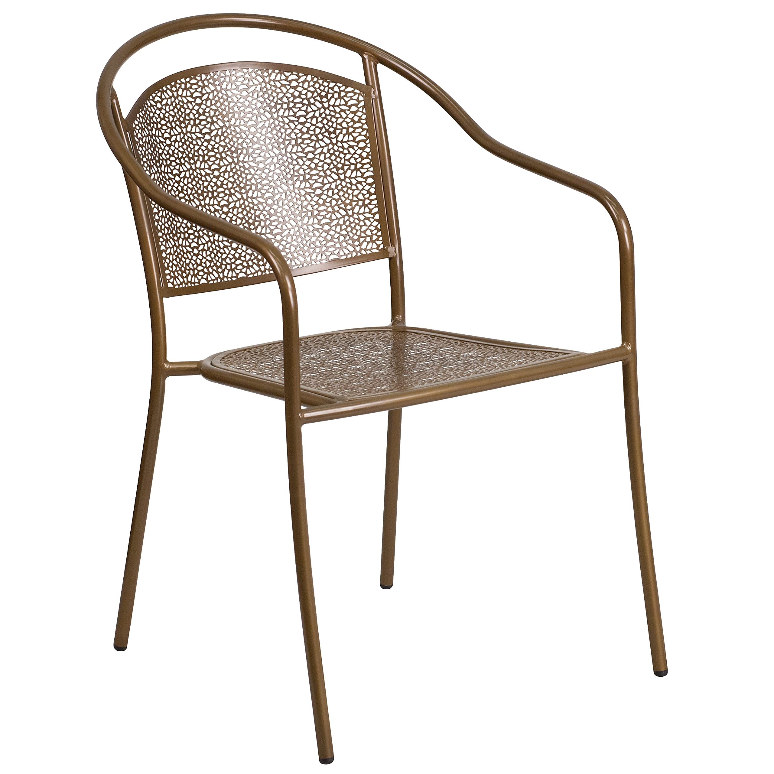 5 Pk. Gold Indoor-Outdoor Steel Patio Arm Chair with Round Back