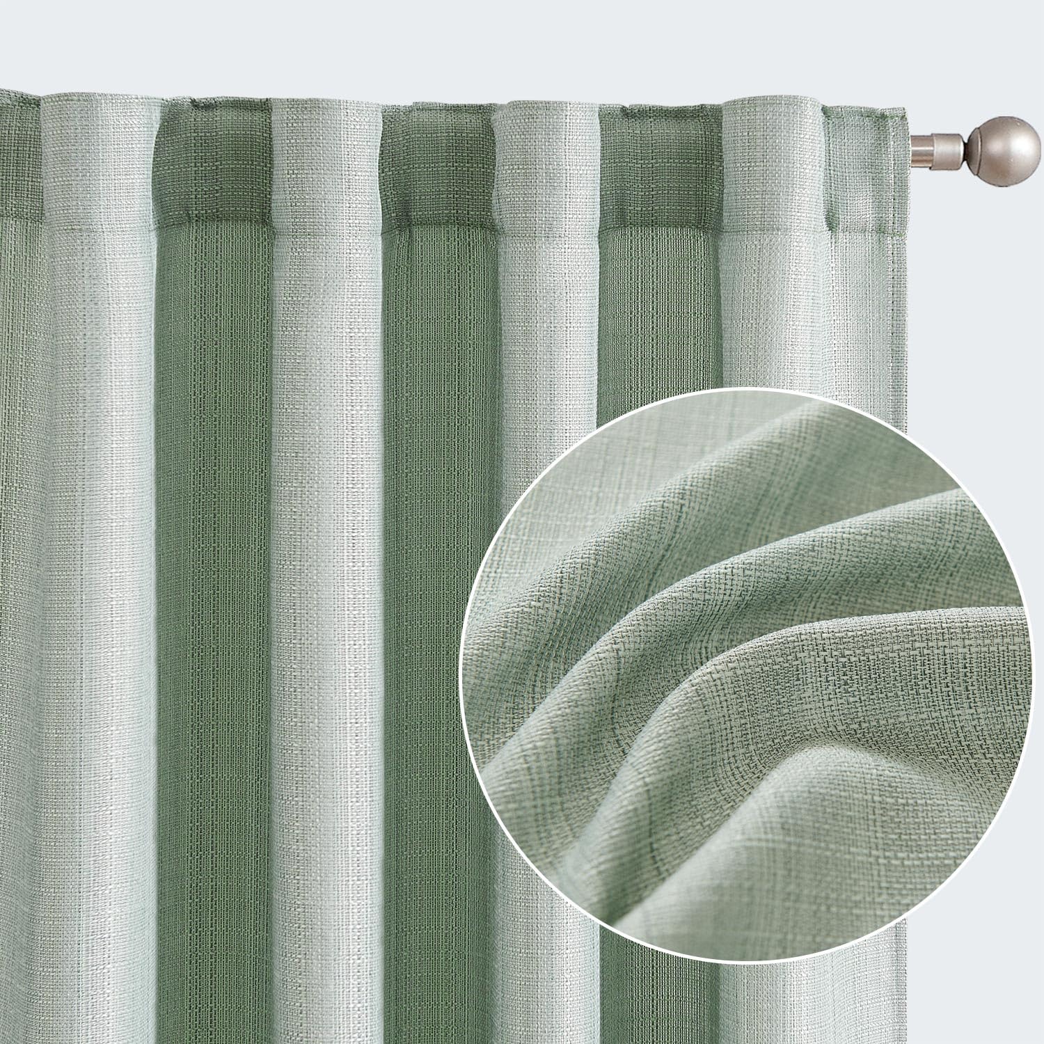 jinchan Linen Textured Curtains 90 Inch Length Green Curtains for Living Room Farmhouse Country Curtains Casual Weave Back Tab D