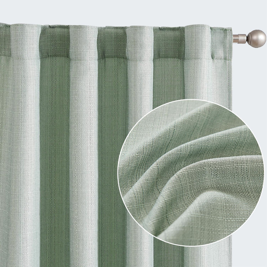 jinchan Linen Textured Curtains 90 Inch Length Green Curtains for Living Room Farmhouse Country Curtains Casual Weave Back Tab D
