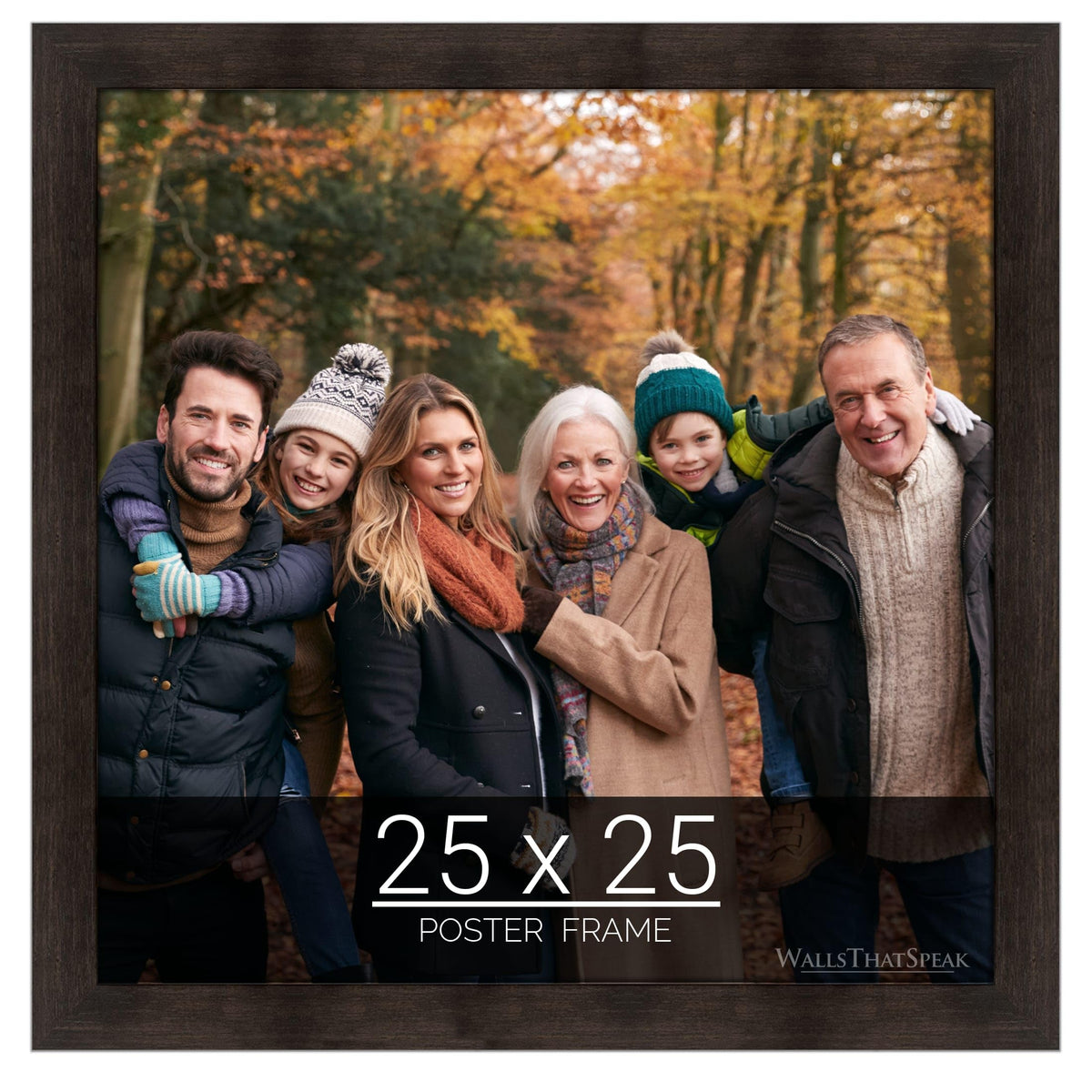 wallsthatspeak 25x25 Espresso Brown Picture Frame for Puzzles Posters Photos or Artwork