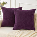 Miulee Pack Of 2 Couch Throw Pillow Covers 18X18 Inch Soft Plum Purple Chenille Pillow Covers For Sofa Living Room Solid Dyed Pi