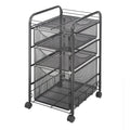 Safco Onyx Rolling File Cart with Large File Drawer and 2 Supply Drawers, Fits Letter-Size Hanging Folders, Durable Steel Construction