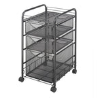 Safco Onyx Rolling File Cart with Large File Drawer and 2 Supply Drawers, Fits Letter-Size Hanging Folders, Durable Steel Construction