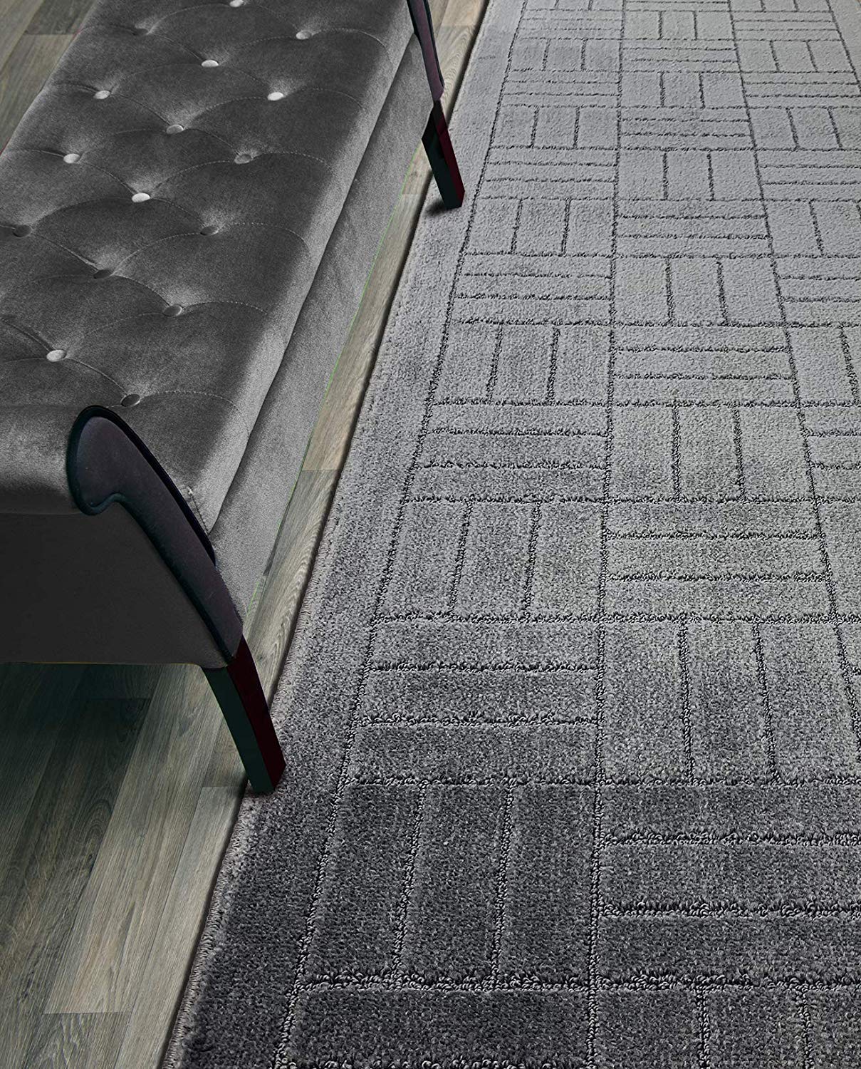 ORFA HOME Custom Length Hallway Runner Rug,Slip Resistant,Bricks Anthracite, 26 Inch X 10 feet, Sold and Priced Per Foot