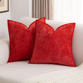 Futei Valentines Red Chenille Throw Pillow Covers 18X18 Inch Set Of 2,Soft Velvet Cushion Case,Home Decor For Couch Bed Living R