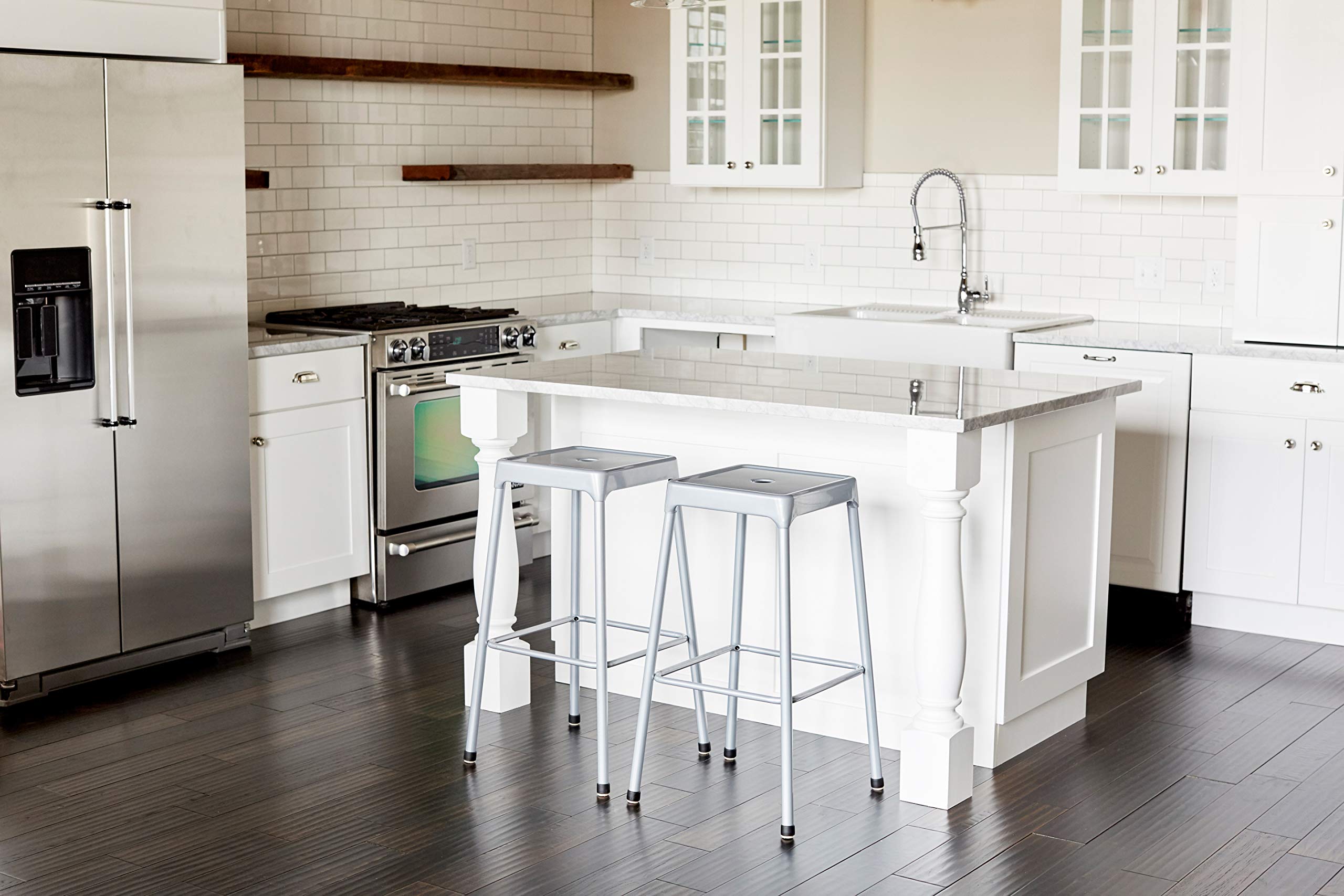 Safco Products 6605SL Steel Kitchen Stool, 25", Silver