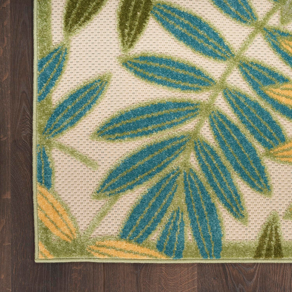 Nourison Aloha Indoor/Outdoor Green Multicolor 2'3' X 8' Area Rug, Easy Cleaning, Non Shedding, Bed Room, Living Room, Dining Room, Backyard, Patio, Deck (2X8)