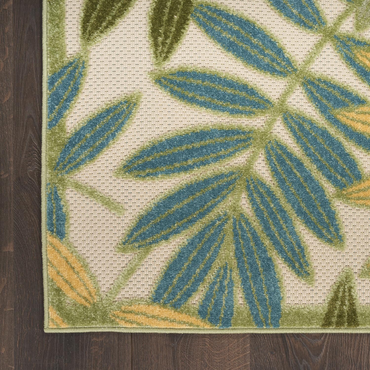Nourison Aloha Indoor/Outdoor Green Multicolor 2'3' X 8' Area Rug, Easy Cleaning, Non Shedding, Bed Room, Living Room, Dining Room, Backyard, Patio, Deck (2X8)