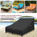 Okcool 100% Waterproof Patio Double Wide Chaise Lounge Chair Cover, 600D Tough Canvas 80 Inch Outdoor Chaise Lounge Covers,Black