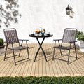 3 Pieces Patio Bistro Set Folding Small Table Chairs Set for 2 Outdoor Bistro Furniture Sets with Glass Coffee Table for Lawn Ba