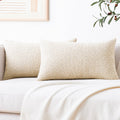 Mixhug Decorative Boucle Throw Pillow Covers, Beige, 12 X 20 Inches, Pack Of 2 - Neutral Textured Boho Pillow Covers For Couch A