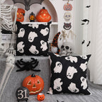 Dfxsz Halloween Pillow Covers 20X20 Inch Set Of 2 Happy Halloween White Ghost Decor Black Pillow Covers Happy Halloween Sofa Bed