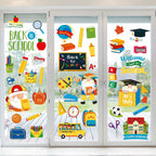NBjiuyin 8 Sheets Back to School Window Clings Decor Reusable Static Window Stickers Classroom Window Clings for Wall Glass Car 