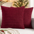 Miulee Pack Of 2 Christmas Burgundy Corduroy Decorative Lumbar Pillow Covers 20X12 Inch Soft Boho Striped Throw Pillow Covers Mo
