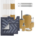 Clara Clark Bathroom Accessories Set - Gold Bathroom Set, 23PC Shower Curtain Set with Bathroom Trash Can, Bathroom Sets with Sh