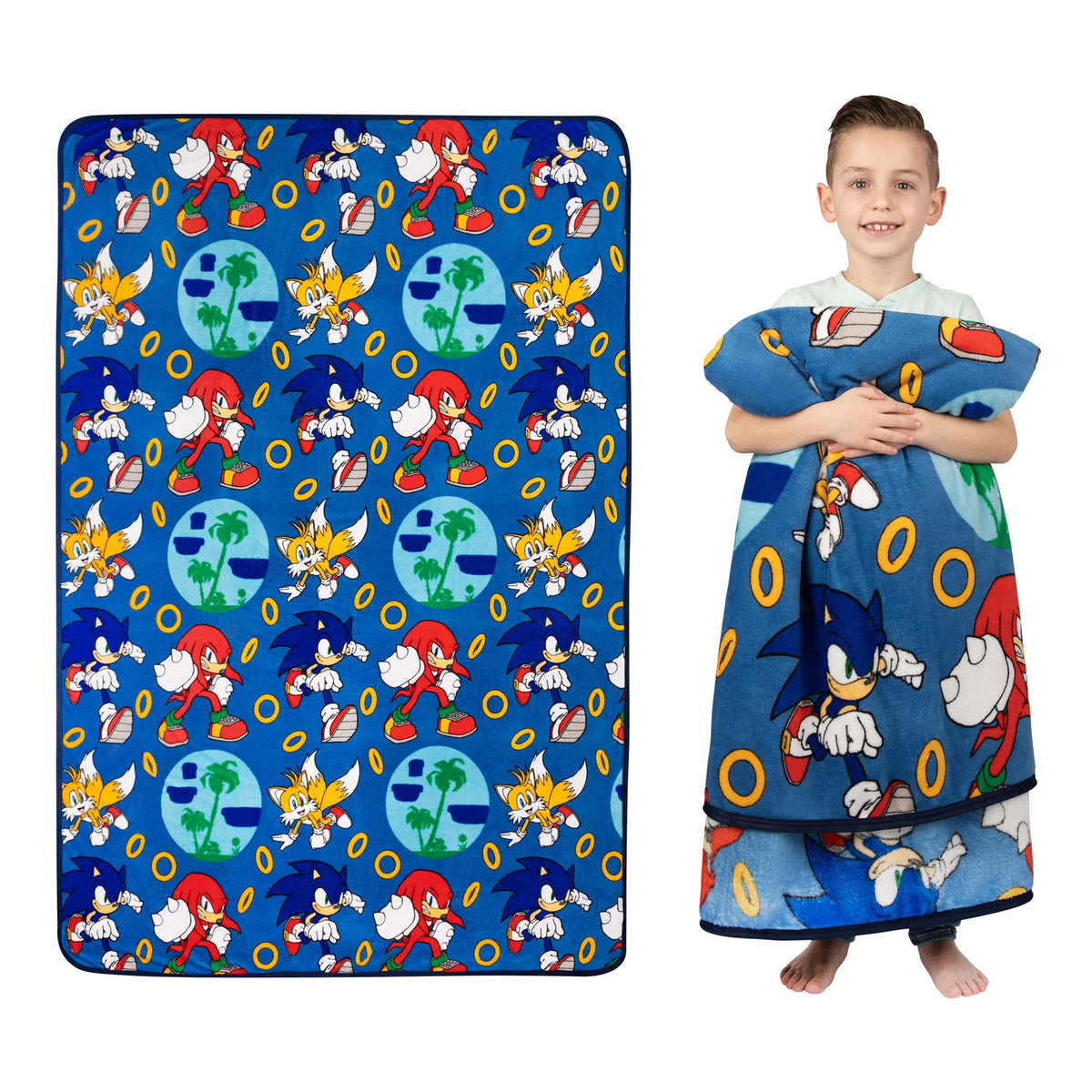 Franco Kids Bedding Super Soft Plush Throw Blanket, 62 In X 90 In, Sonic The Hedgehog, Anime