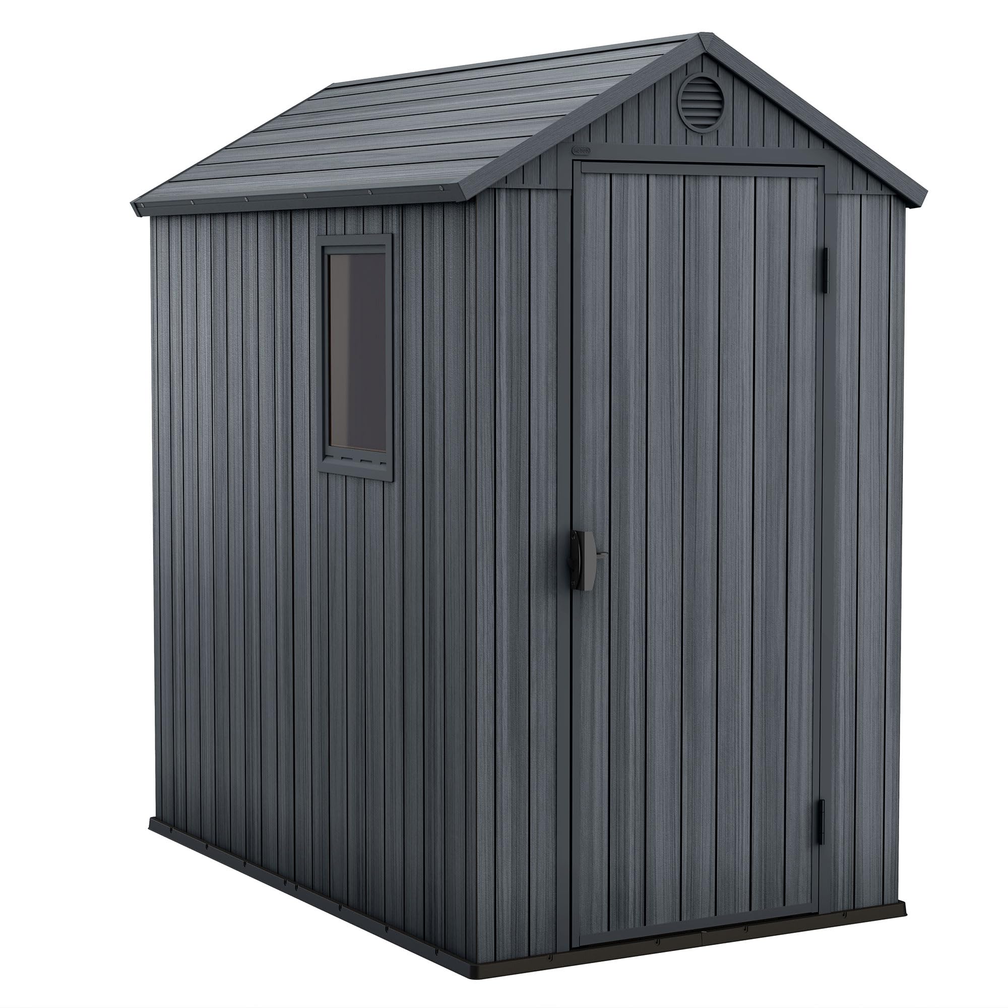 Keter Darwin 4X6 Ft Outdoor Garden Durable Resin Tool Storage Shed, Graphite Gray