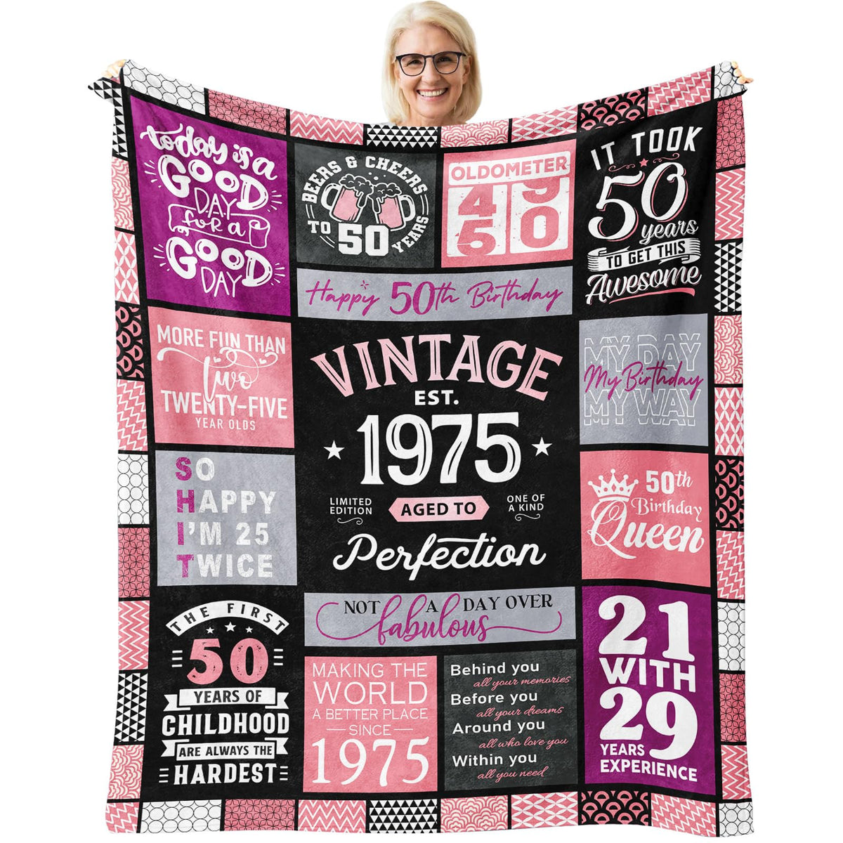 50Th Birthday Gifts For Women Throw Blanket 60' X 50', Best 50Th Birthday Gifts For Her, 50 Year Old Birthday Gifts For Women,