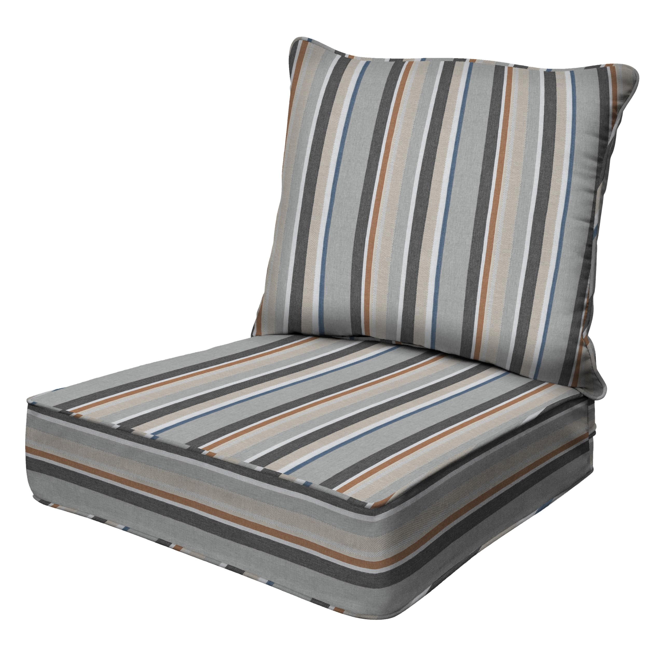 Honeycomb Outdoor Deep Seat, 24' W X 23' D, Stripe Stone Beige Outdoor Chair Cushion