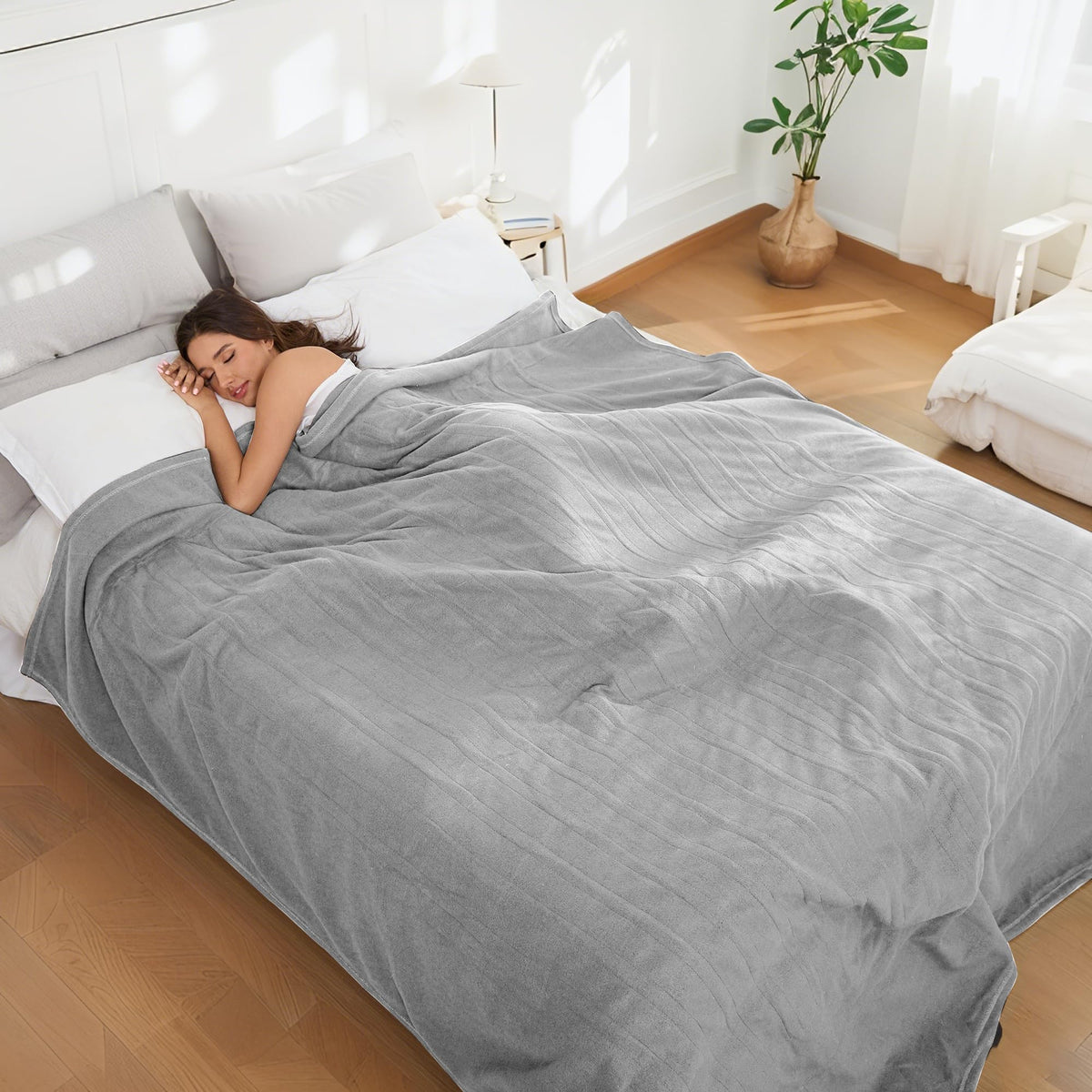 Ralysun Electric Heated Blanket Full Size 72'X84' Fleece Fabric Machine Washable Warm And Cozy, 4 Heating Levels & 10H Auto-Of