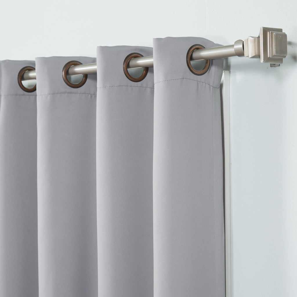 Best Home Fashion Basic Thermal Insulated Blackout Curtains - Antique Bronze Grommet Top - Grey - 52'' W X 96'' L (Set Of 2 Pane