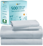 California Design Den Full Cotton Sateen Sheet Set - 500 Thread Count Light Blue Sheets, Pure Cotton 4 Piece Luxury Bedding, Wri