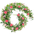 6 Ft Pink Flower Garland Silk Artificial Wildflower Daisy Flowers Faux Floral Garland Spring Flower Hanging Vines with Green Lea