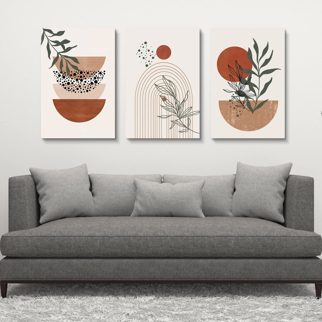 Boho Wall Art Prints,Boho Wall Decor, Mid Century Modern Wall Art,Set Of 3 Prints, Abstract Geometric Prints Black Beige Terraco