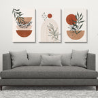 Boho Wall Art Prints,Boho Wall Decor, Mid Century Modern Wall Art,Set Of 3 Prints, Abstract Geometric Prints Black Beige Terraco
