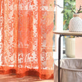 FINECITY Burnt Orange Sheer Curtains 96 Inches Long, Rustic Leaf Floral Pattern Autumn Sheer Curtains for Living Room, Rod Pocke