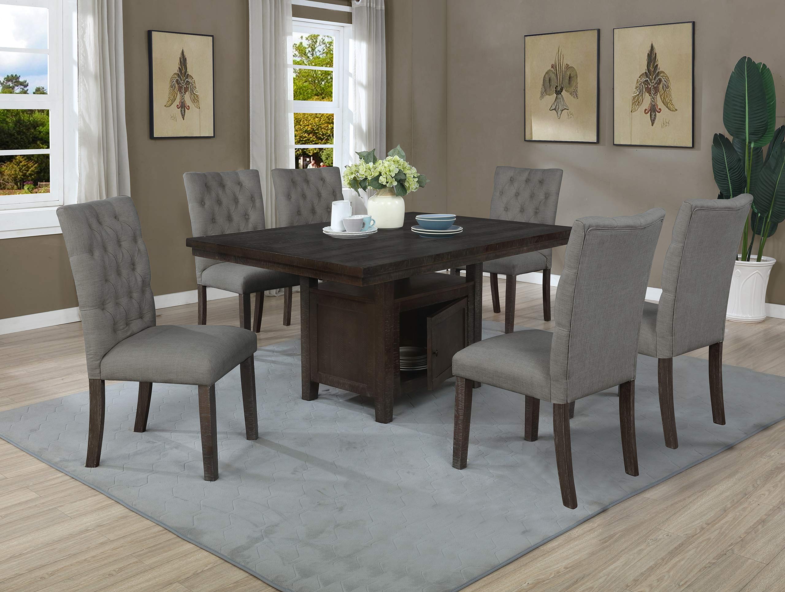 Best Quality Furniture D316D7-Sc Dining Set, Gray