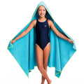 Flow Quick Dry Swim Towel with Hood - Microfiber Hooded Towel for Competitive Swimming and Other Water Sports (Blue)