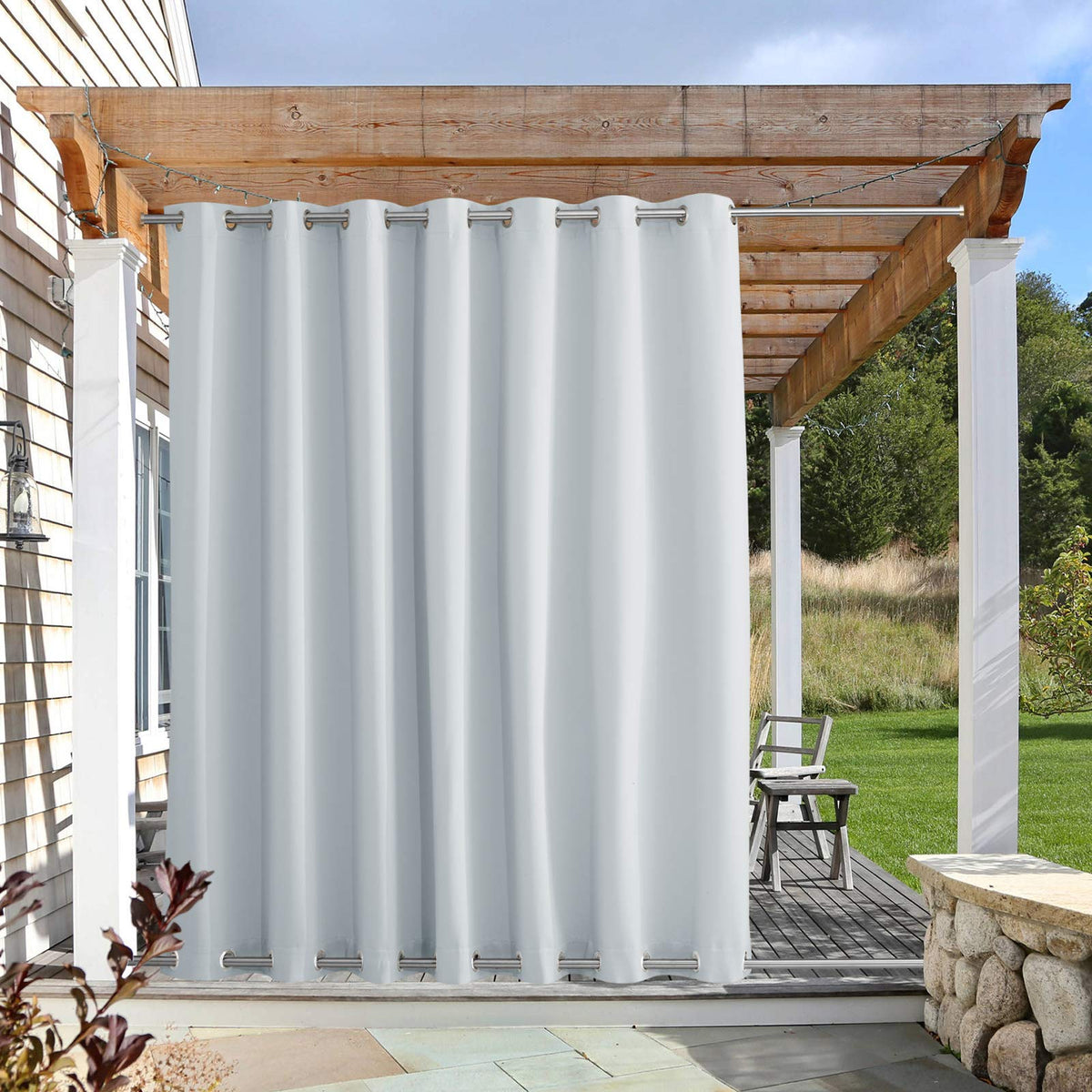 Nicetown Patio Curtain Outdoor Waterproof W100 X L120, Rustproof Top & Bottom Grommet Light Blocking Windproof Thermal Insulated