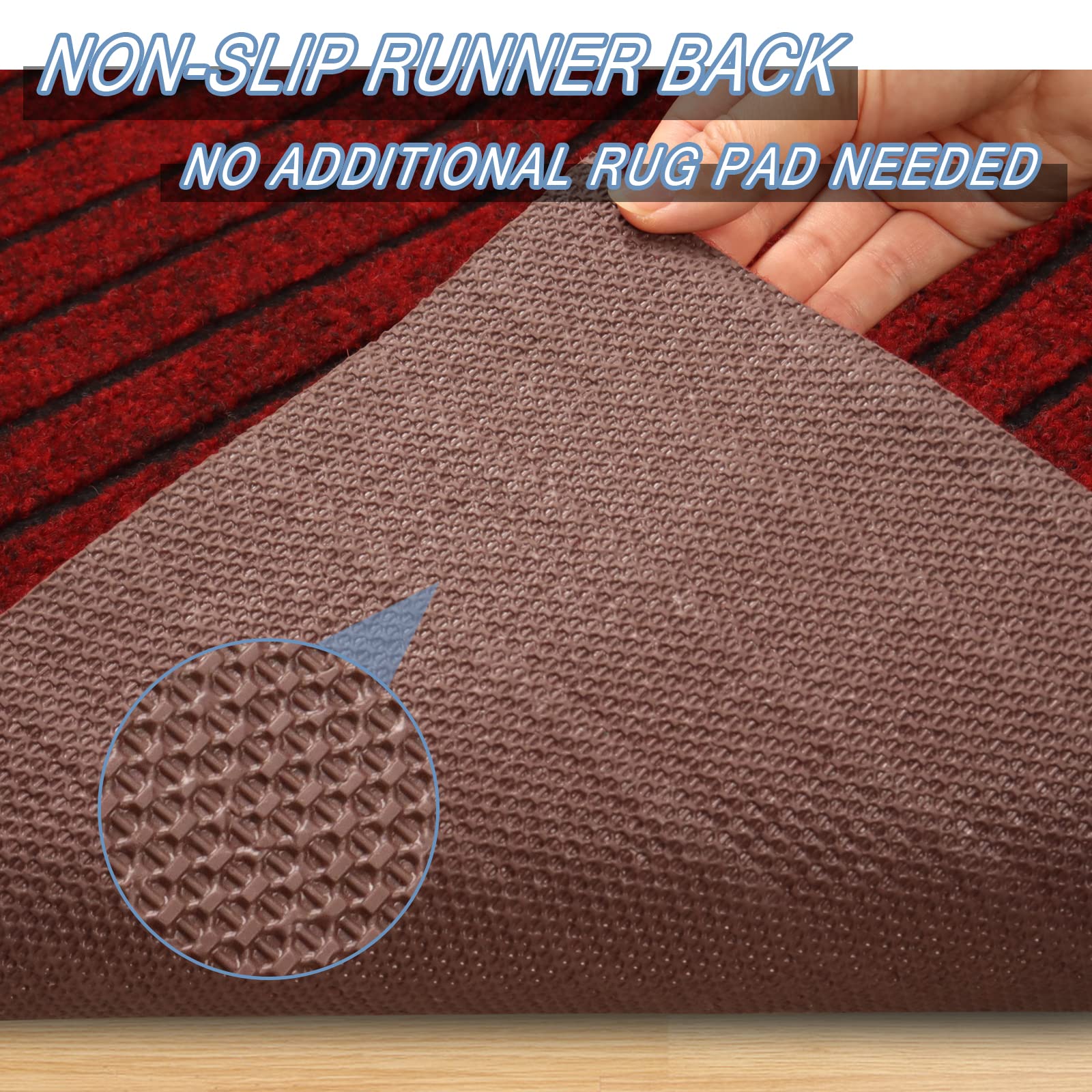 Freadem Runner Rugs 2' X 29' Indoor Outdoor Carpet Runner, Area Rugs With Anti-Slip Rubber Backing For Aisle Hallway Balcony Gar