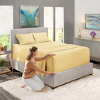 Nestl Extra Deep Pocket Sheets - Fits Mattress 18-24 Inches Deep, Extra Deep Pocket King Size Sheets Sets, 4 Piece King Size Sheets, King Sheets Deep Pocket, Vanilla Yellow Sheets