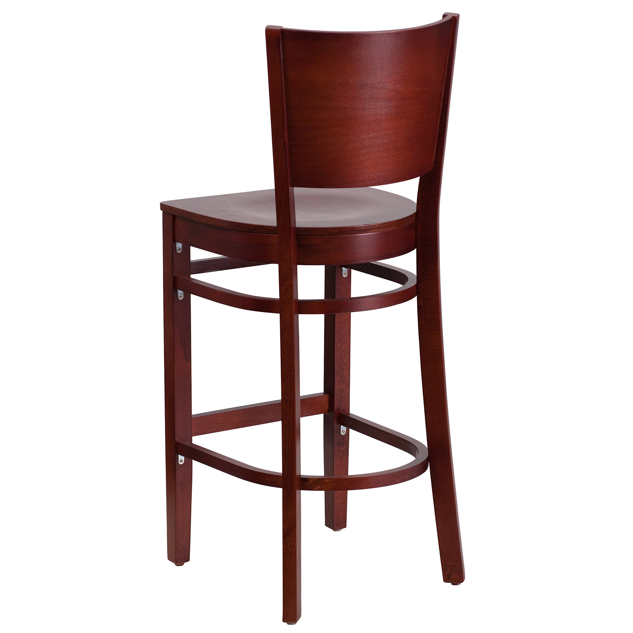 Flash Furniture Lacey Series Solid Back Mahogany Wood Restaurant Barstool