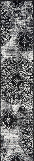 Unique Loom Sofia Collection Area Rug - Grand (2 x 9 10 Runner, Black/ Ivory)