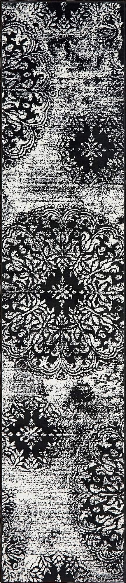 Unique Loom Sofia Collection Area Rug - Grand (2 x 9 10 Runner, Black/ Ivory)
