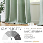 Jinchan Linen Textured Curtains 90 Inch Length Green Curtains For Living Room Farmhouse Country Curtains Casual Weave Back Tab D