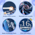 Blue Silver Happy 16Th Birthday Decorations For Boys Girls Blue Silver Happy 16Th Birthday Banner Blue Silver 16Th Birthday Part
