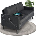 STHOUYN 56'' W Fabric Loveseat Sofa with 2 USB, Small Couches for Living Room, Bedroom, Office, Easy Assembly & Comfy Cushion, D