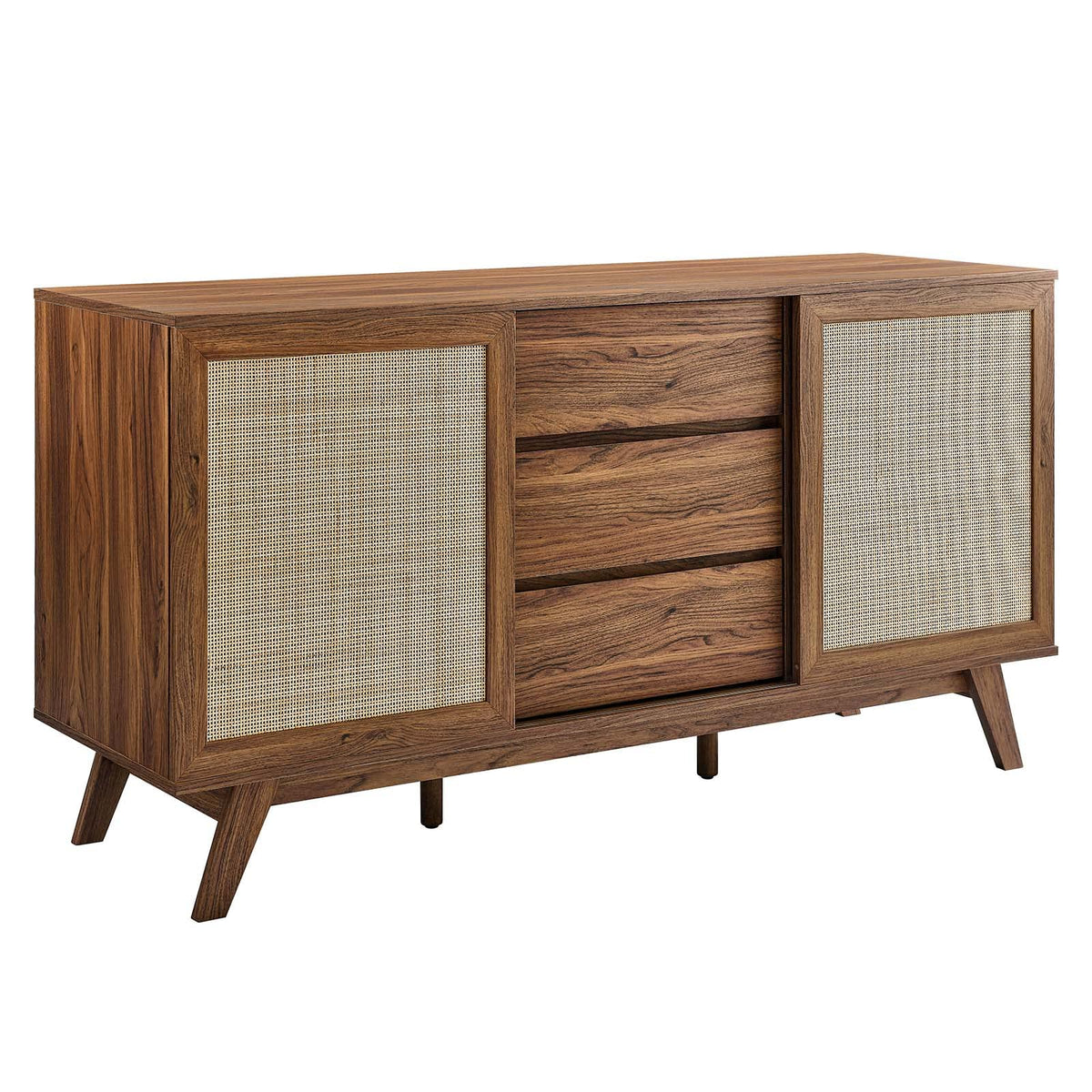 Modway Soma 59&quot; Rattan High Tv Stand Sideboard In Walnut
