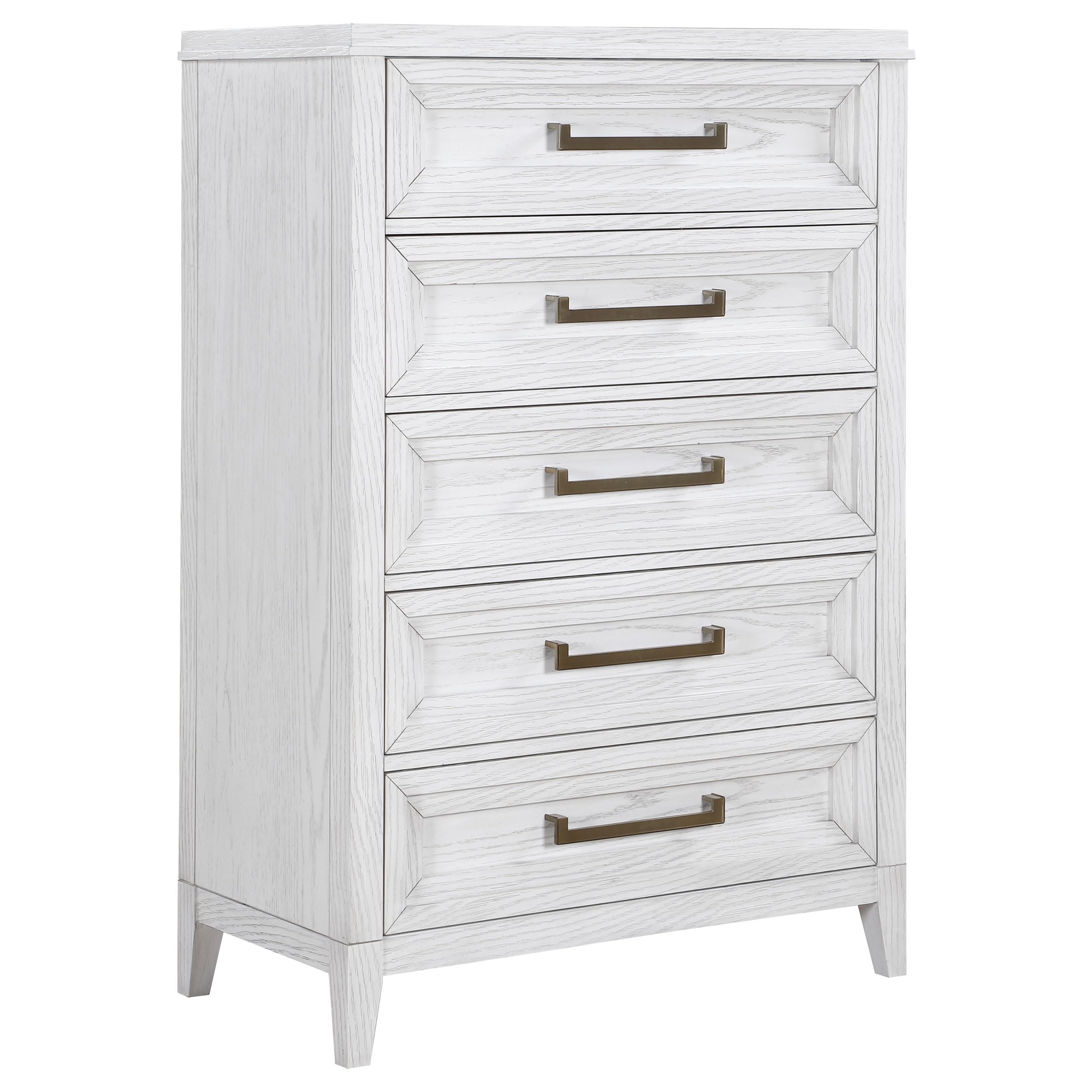 Coaster Home Furnishings Marielle Coastal Wood 5-Drawer Bedroom Chest of Drawers Chiffonier Clothing Storage Cabinet Bedroom Armoire Tall Dresser Organizer Unit Distressed White 224845