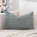Otostar Corduroy Decorative Throw Pillow Covers 12X20 Inch Super Soft Boho Striped Rectangle Pillow Covers Case Modern Cushion Covers For Sofa Couch Bedroom Car Decor Grey